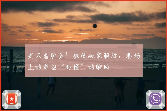 别只看胜负！教练独家解读，赛场上的那些“秒懂”的瞬间